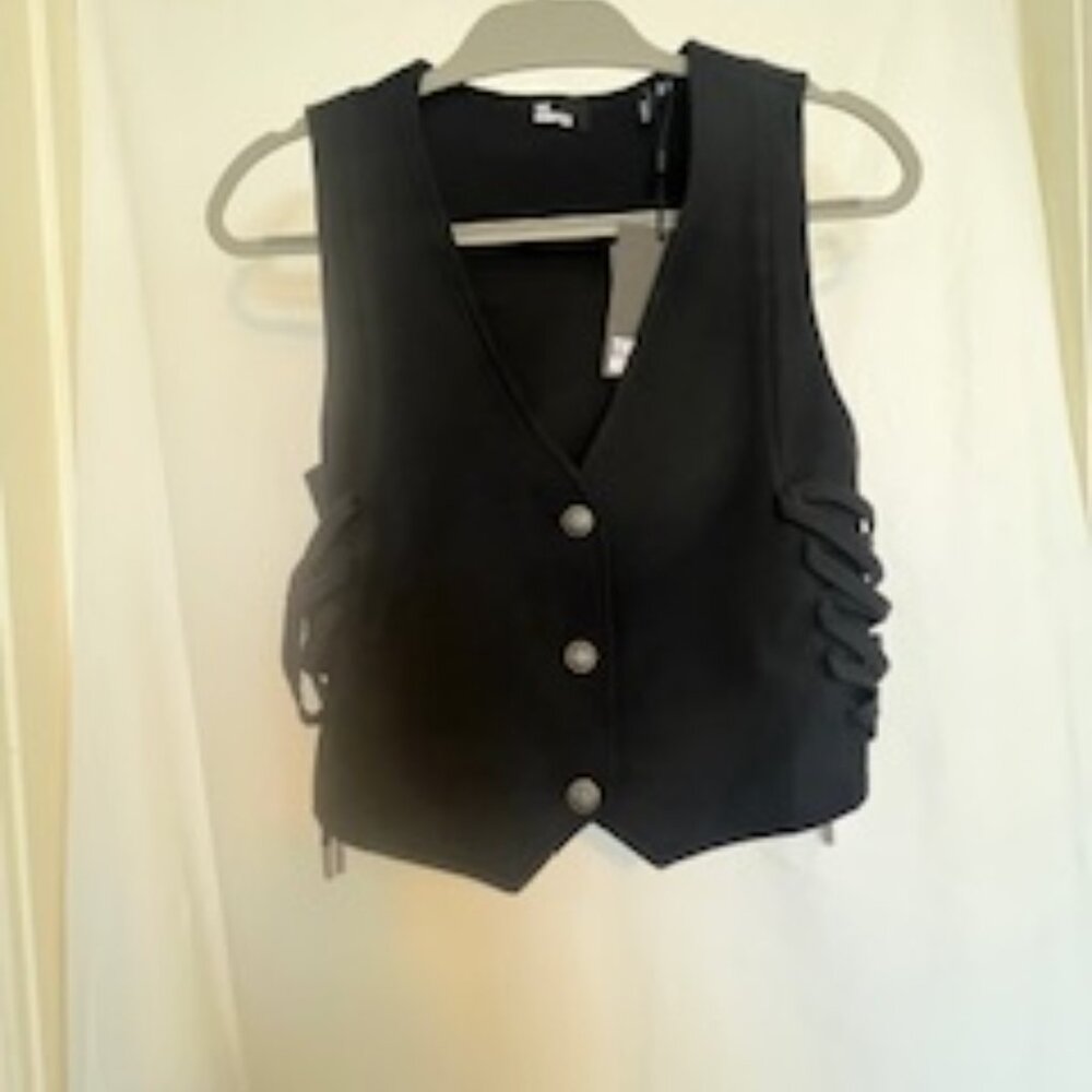 Black Side Tie Vest | Chic Minimal Layering Piece The Kooples